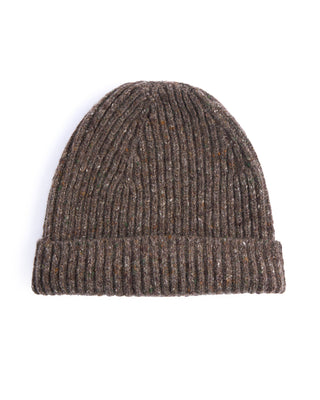 Inis Meain Classic Merino Wool Cashmere Fisherman Ribbed Hat Brown 2 4482