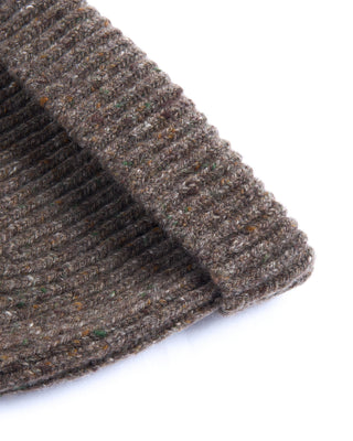 Inis Meain Classic Merino Wool Cashmere Fisherman Ribbed Hat Brown 4 4483