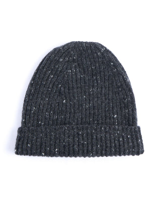 Inis Meain Classic Merino Wool Cashmere Fisherman Ribbed Hat Charcoal 2 4488