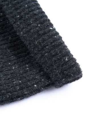 Inis Meain Classic Merino Wool Cashmere Fisherman Ribbed Hat Charcoal 4 4489