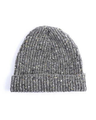 Inis Meain Classic Merino Wool Cashmere Fisherman Ribbed Hat Grey 4485