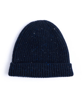 Inis Meain Classic Merino Wool Cashmere Fisherman Ribbed Hat Navy 1 4479