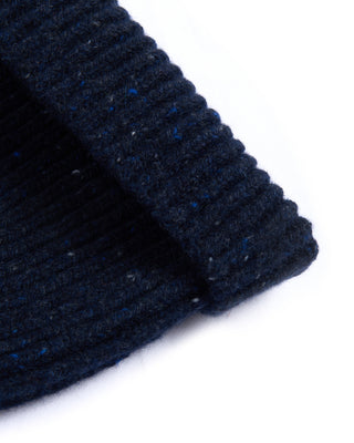 Inis Meain Classic Merino Wool Cashmere Fisherman Ribbed Hat Navy 3 4480