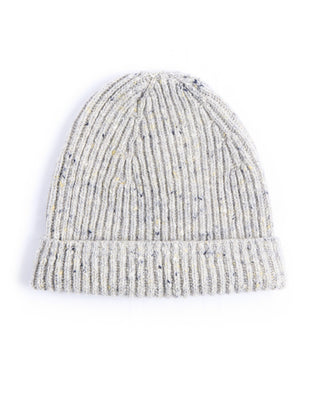 Inis Meain Classic Merino Wool Cashmere Fisherman Ribbed Hat Silver 4476