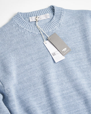 Inis Meain Full Fashioned Linen Crewneck Sweater Light Blue  1