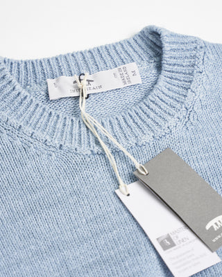 Inis Meain Full Fashioned Linen Crewneck Sweater Light Blue  4
