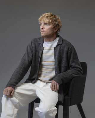 Inis Meain Signature 100% Washed Linen Charcoal Marl Shirt Jacket Charcoal 2