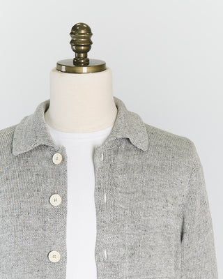 Inis Meain Signature 100% Washed Linen Light Grey Mix Shirt Jacket Grey 0 1