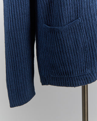 Inis Meain Reverse Linen Boatbuilder Jacket Sweater Navy 0 3