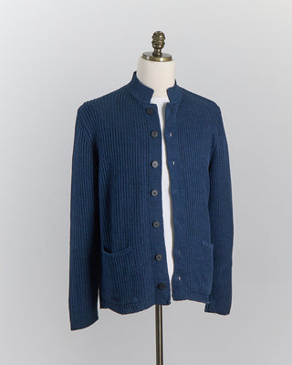 Inis Meain Reverse Linen Boatbuilder Jacket Sweater Navy 0 4