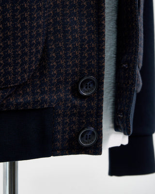 Bugatti Navy And Brown Houndstooth Cardigan Jacket Navy  Brown  2