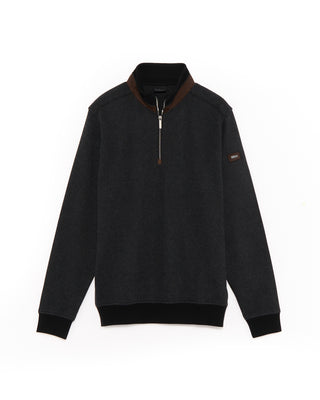 Bugatti Jacquard Jersey Sporty Quarter Zip Sweater Charcoal 7 4798