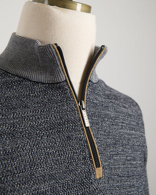 Bugatti Static Sporty Quarter Zip Sweater Navy 1571