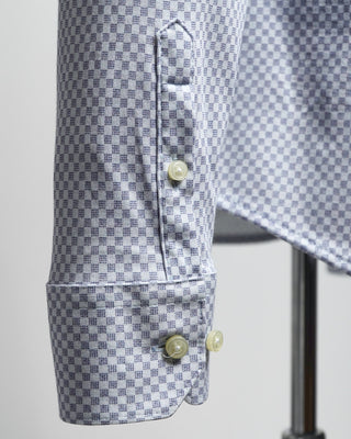 Desoto Checkerboard Print Jersey Knit Shirt Light Blue  2