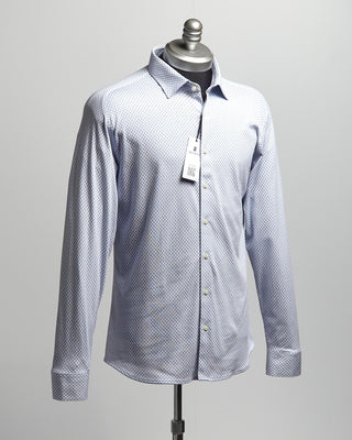 Desoto Checkerboard Print Jersey Knit Shirt Light Blue  5