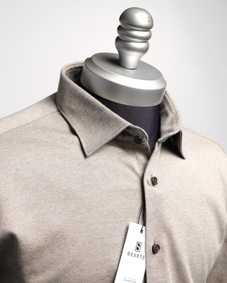 Desoto Pique Solid Jersey Knit Shirt Tan  11