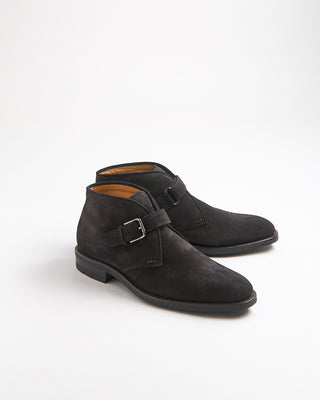 Heschung New Chene Monkstrap Hydrovelours Water Resistant Chukka Brown 2141