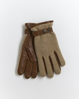 Hestra Christopher Knit Wool Backhand Leather Gloves Tan  Brown 1