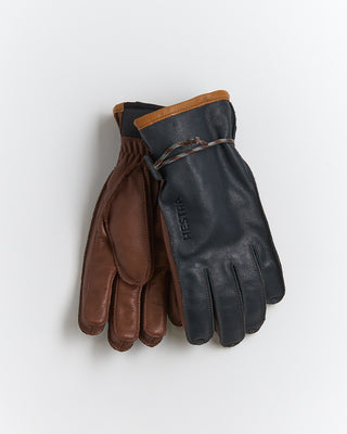 Hestra Wakayama Two Tone Leather Gloves Navy  Brown 1