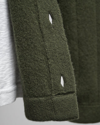 Gallia 100% Carded Merino Wool Stitch Knit Cardigan Green  5