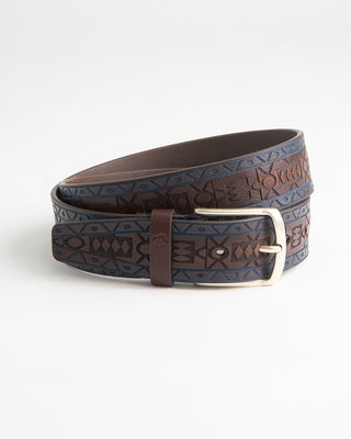Leyva Laser Engraved Hand Painted Leather Belt Brown  1