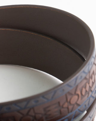 Leyva Laser Engraved Hand Painted Leather Belt Brown  2