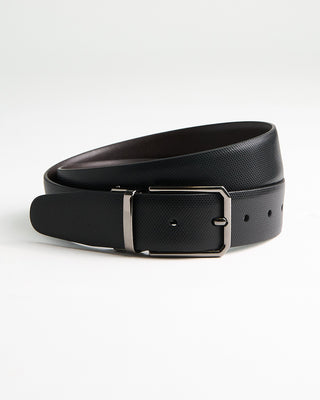 Leyva Reversible Micro Squares  Plain Leather Belt Black  Brown  1