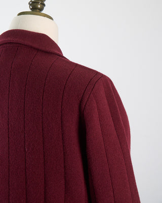 Gallia 100% Carded Merino Stitch Knit Cardigan Burgundy 121