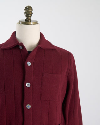 Gallia 100% Carded Merino Stitch Knit Cardigan Burgundy 122