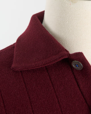 Gallia 100% Carded Merino Stitch Knit Cardigan Burgundy 124