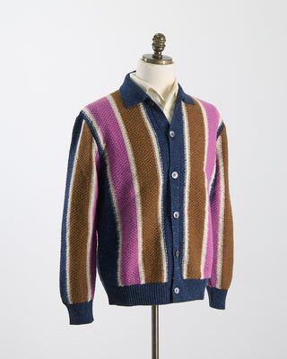 Gallia Striped Donegal Merino Casual Sweater Jacket Multi 110