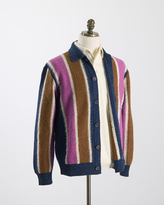 Gallia Striped Donegal Merino Casual Sweater Jacket Multi 111