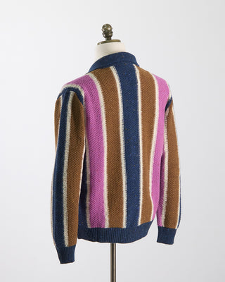 Gallia Striped Donegal Merino Casual Sweater Jacket Multi 112