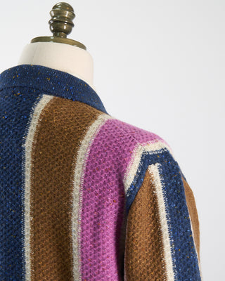 Gallia Striped Donegal Merino Casual Sweater Jacket Multi 113