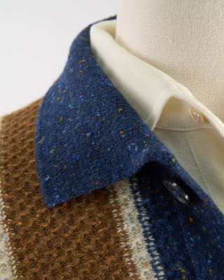 Gallia Striped Donegal Merino Casual Sweater Jacket Multi 115