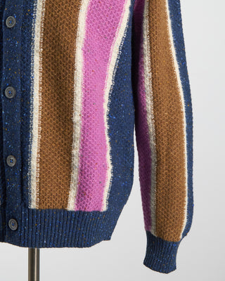 Gallia Striped Donegal Merino Casual Sweater Jacket Multi 117