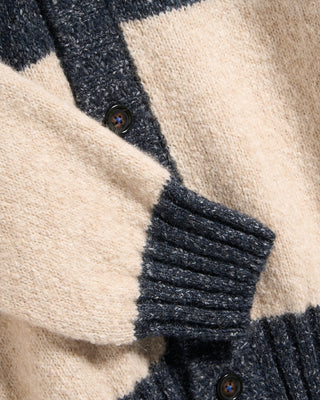 Gallia Bold Stripe Fuzzy Cardigan Navy  White 15 5411