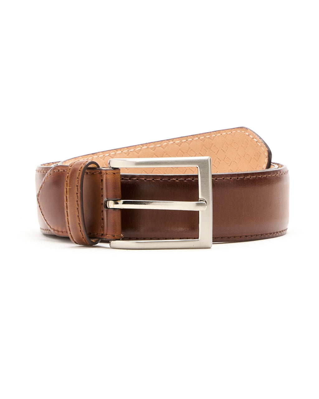 Feather Edge Cognac Leather Dress Belt 42 In / Cognac