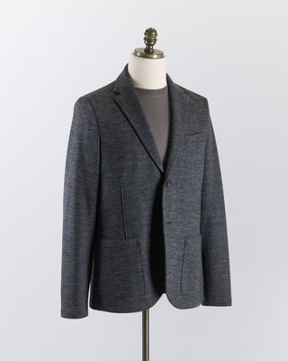Harris Wharf London Prince Of Wales Stretch Knit Sweater Jacket Grey  Black 2672