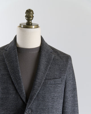 Harris Wharf London Prince Of Wales Stretch Knit Sweater Jacket Grey  Black 2672 3