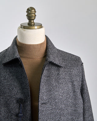 Harris Wharf London Jacquard Twill Stretch Knit Utility Jacket Grey 563