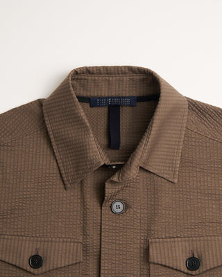 Harris Wharf London Coolmax Seersucker Shirt Jacket Brown 2 461