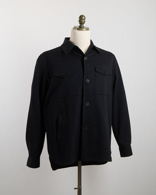 Harris Wharf London Coolmax Seersucker Shirt Jacket Black 1493