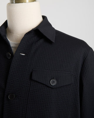 Harris Wharf London Coolmax Seersucker Shirt Jacket Black 1497