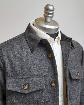 Portuguese Flannel Grey Woolen Field Jacket Grey  4