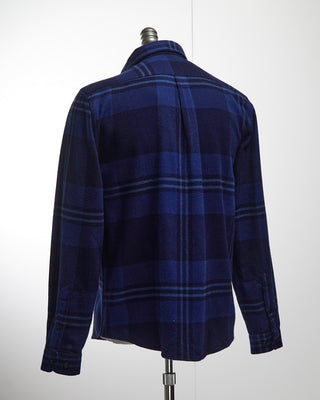 Portuguese Flannel Arquive 82 Tonal Check Flannel Shirt Blue  7