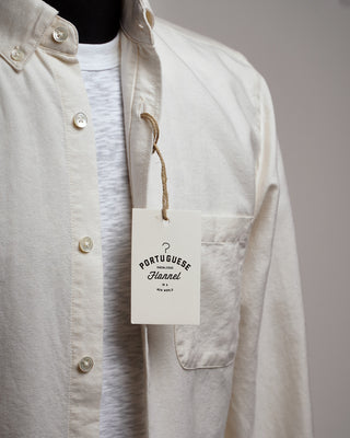 Portuguese Flannel Belavista Slightly Off White Oxford Shirt Off White  3