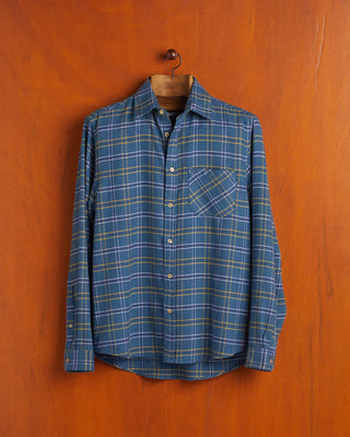Portuguese Flannel Blue Water Check Flannel Shirt Aqua 0