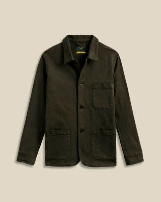 Portuguese Flannel Cotton Stretch Labura Shirt Jacket Olive 1