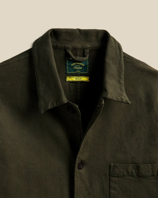 Portuguese Flannel Cotton Stretch Labura Shirt Jacket Olive 2